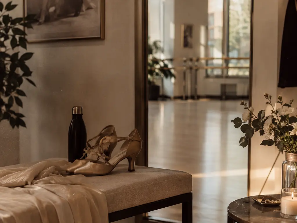 Quiet seating and preparation area in dance studio