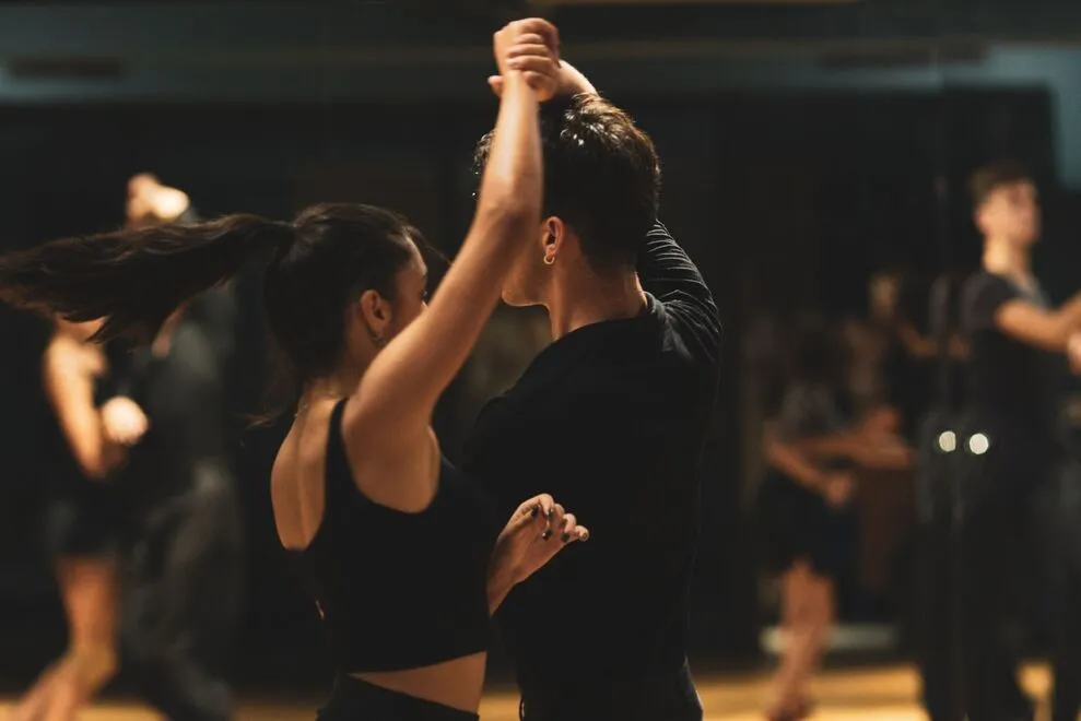 Small adult ballroom class learning foundations